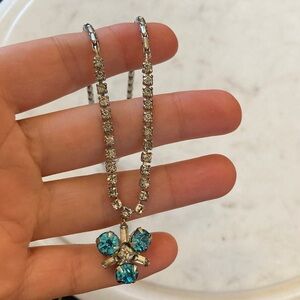 Antique/Vintage Sparkly Foiled Blue Glass Necklace